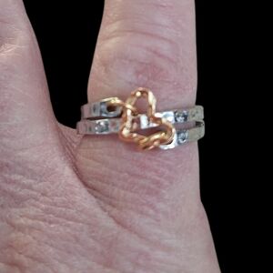 Elegant Two-Tone Heart Ring